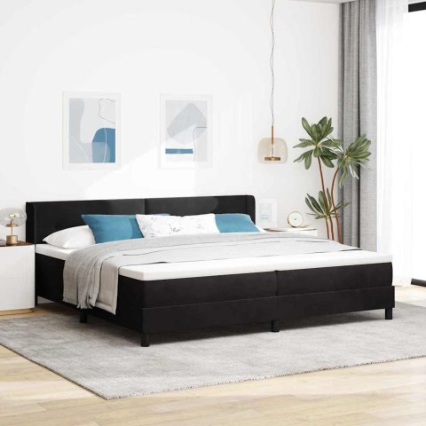 Łóżko sprężynowe z materacem Czarny 200 x 200 cm Poliester