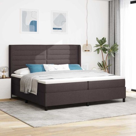 Łóżko sprężynowe z materacem ciemnobrązowy 200 x 200 cm tkanina