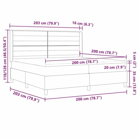 Łóżko sprężynowe z materacem ciemnobrązowy 200 x 200 cm tkanina