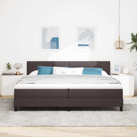 Łóżko sprężynowe z materacem Ciemny brąz 200 x 200 cm tkanina