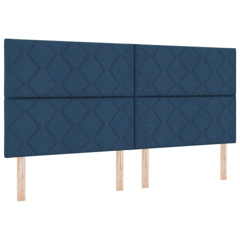 Łóżko sprężynowe z materacem Niebieski 200 x 200 cm tkanina