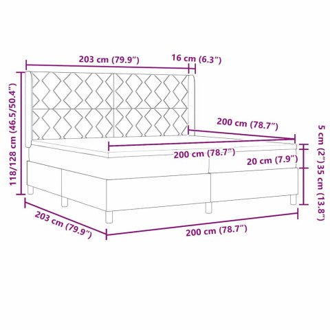 Łóżko sprężynowe z materacem Niebieski 200 x 200 cm tkanina
