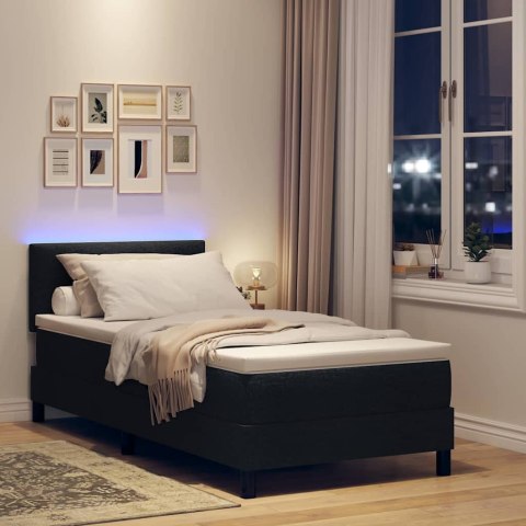 Łóżko sprężynowe z materacem z LED Czarny 100 x 200 cm tkanina