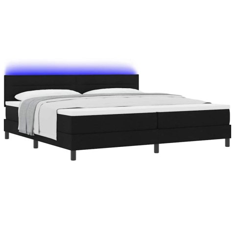 Łóżko sprężynowe z materacem z LED Czarny 200 x 200 cm tkanina