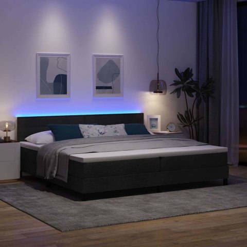 Łóżko sprężynowe z materacem z LED Czarny 200 x 200 cm tkanina