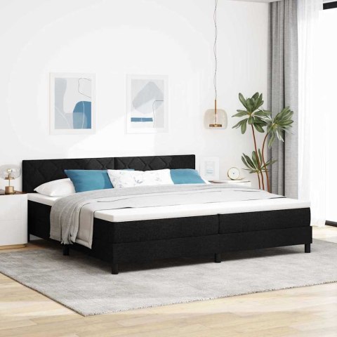 Łóżko sprężynowe z materacem z LED Czarny 200 x 200 cm tkanina