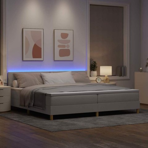 Łóżko z sprężyną LED z LED Ciemnoszary 200 x 200 cm tkanina