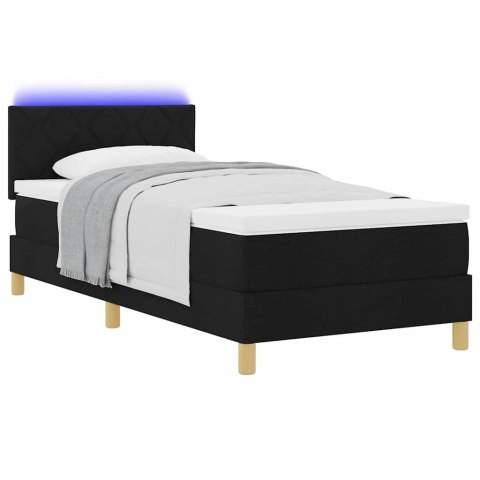 Łóżko z sprężyną LED z materacem Czarny 100 x 200 cm tkanina