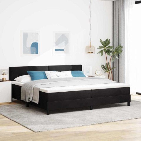 Łóżko z sprężyną LED z materacem Czarny 200 x 200 cm Aksamit