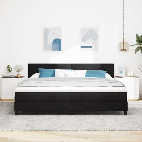 Łóżko z sprężyną LED z materacem Czarny 200 x 200 cm Aksamit