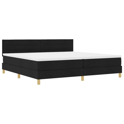 Łóżko z sprężyną LED z materacem Czarny 200 x 200 cm tkanina