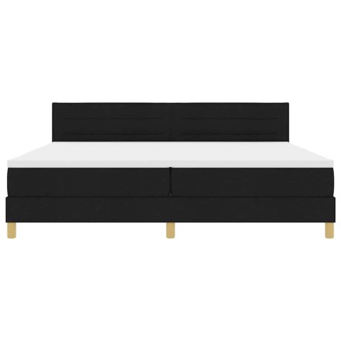 Łóżko z sprężyną LED z materacem Czarny 200 x 200 cm tkanina