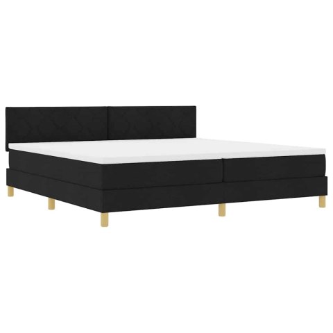 Łóżko z sprężyną LED z materacem Czarny 200 x 200 cm tkanina