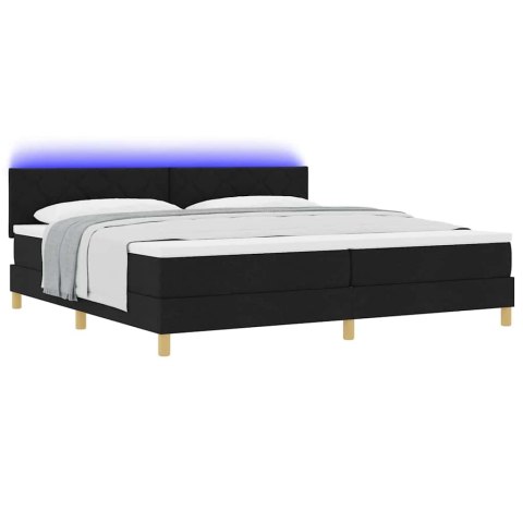 Łóżko z sprężyną LED z materacem Czarny 200 x 200 cm tkanina