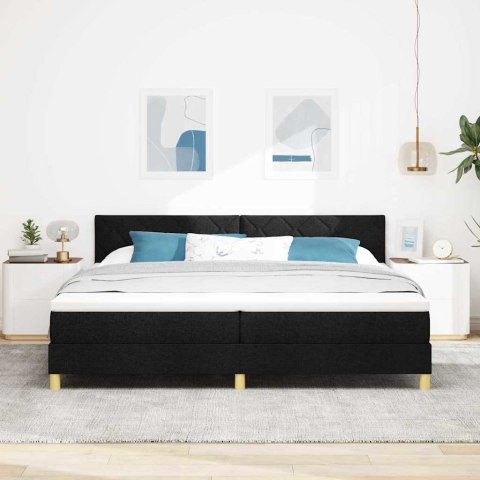 Łóżko z sprężyną LED z materacem Czarny 200 x 200 cm tkanina