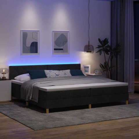 Łóżko z sprężyną LED z materacem Czarny 200 x 200 cm tkanina