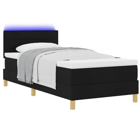 Łóżko z sprężyną LED z materacem Czarny 80 x 200 cm tkanina