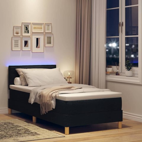 Łóżko z sprężyną LED z materacem Czarny 80 x 200 cm tkanina