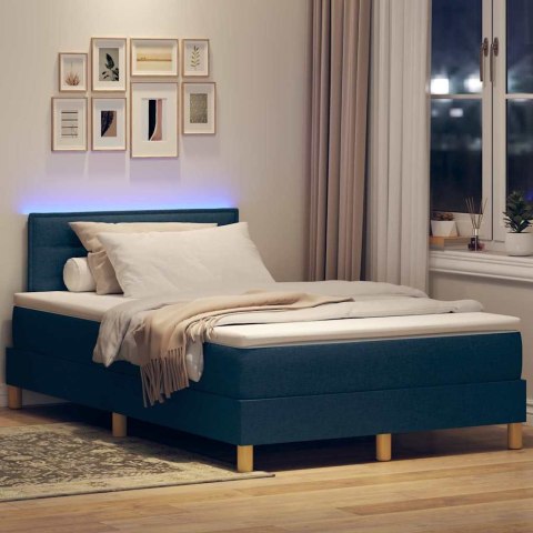 Łóżko z sprężyną LED z materacem Niebieski 120 x 190 cm tkanina