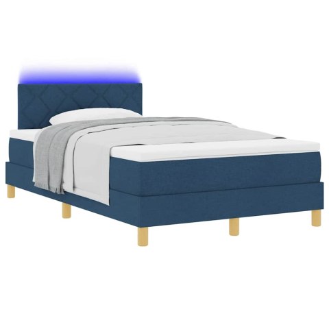 Łóżko z sprężyną LED z materacem Niebieski 120 x 190 cm tkanina