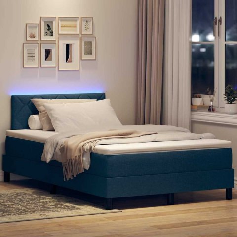 Łóżko z sprężyną LED z materacem Niebieski 120 x 190 cm tkanina