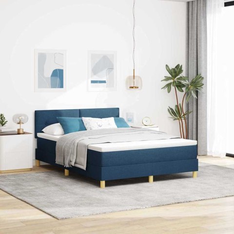 Łóżko z sprężyną LED z materacem Niebieski 160 x 200 cm tkanina