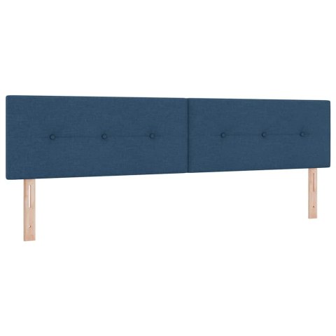 Łóżko z sprężyną LED z materacem Niebieski 200 x 200 cm tkanina