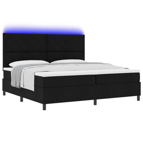 Łóżko sprężynowe z materacem z LED Czarny 200 x 200 cm tkanina