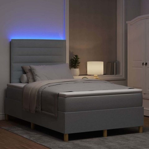 Łóżko z sprężyną LED Jasnoszary 120 x 200 cm tkanina