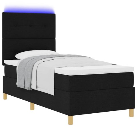 Łóżko z sprężyną LED z materacem Czarny 90 x 190 cm tkanina