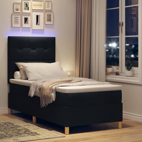 Łóżko z sprężyną LED z materacem Czarny 90 x 190 cm tkanina