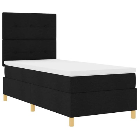 Łóżko z sprężyną LED z materacem Czarny 90 x 190 cm tkanina