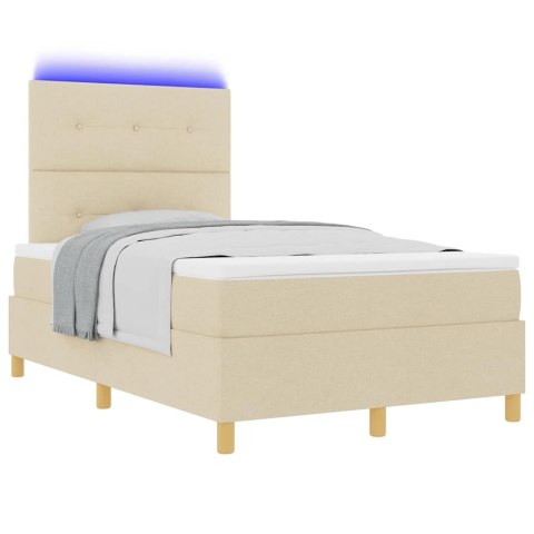 Łóżko z sprężyną LED z materacem Kremowy 120 x 190 cm tkanina