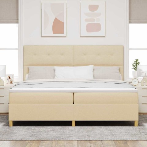 Łóżko z sprężyną LED z materacem Kremowy 200 x 200 cm tkanina