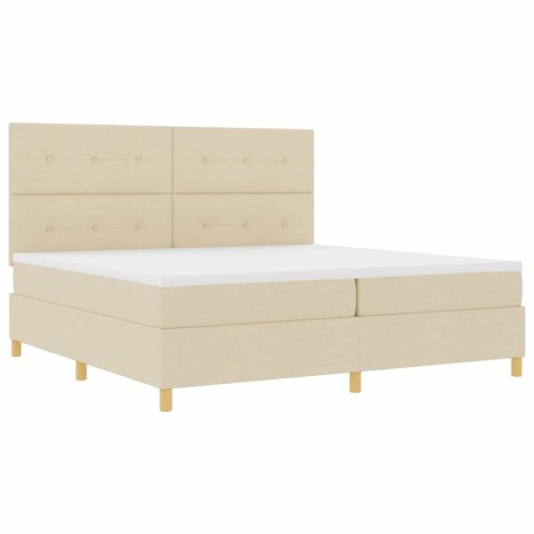 Łóżko z sprężyną LED z materacem Kremowy 200 x 200 cm tkanina