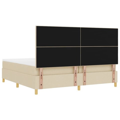 Łóżko z sprężyną LED z materacem Kremowy 200 x 200 cm tkanina