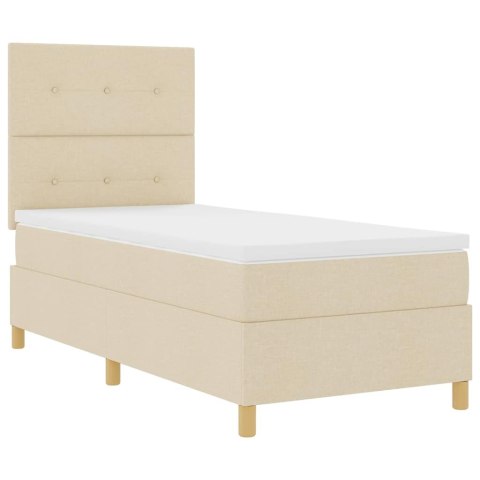 Łóżko z sprężyną LED z materacem Kremowy 90 x 200 cm tkanina
