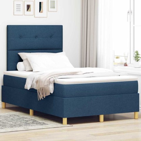Łóżko z sprężyną LED z materacem Niebieski 120 x 190 cm tkanina