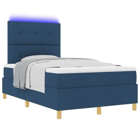 Łóżko z sprężyną LED z materacem Niebieski 120 x 190 cm tkanina