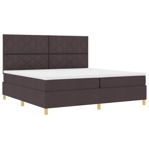 Łóżko z sprężyną LED Ciemny brąz 200 x 200 cm tkanina