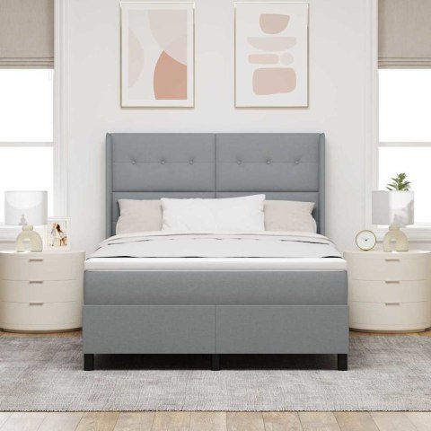 Łóżko z sprężyną LED Jasnoszary 160 x 200 cm tkanina