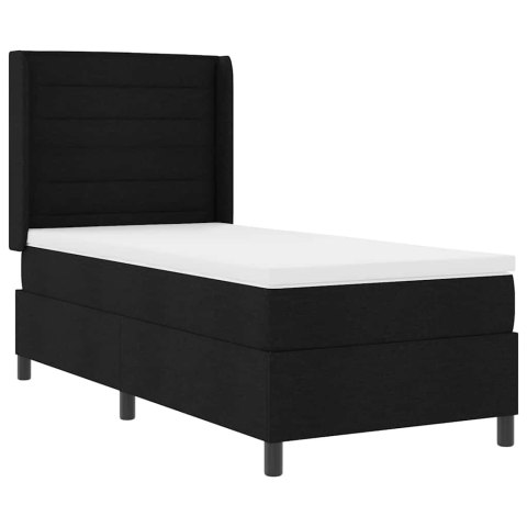 Łóżko z sprężyną LED z materacem Czarny 100 x 200 cm tkanina