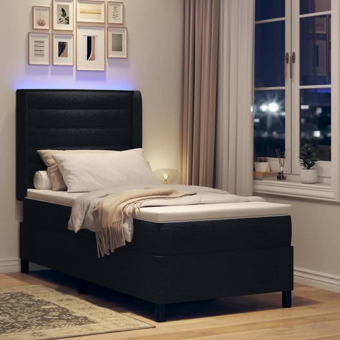 Łóżko z sprężyną LED z materacem Czarny 100 x 200 cm tkanina
