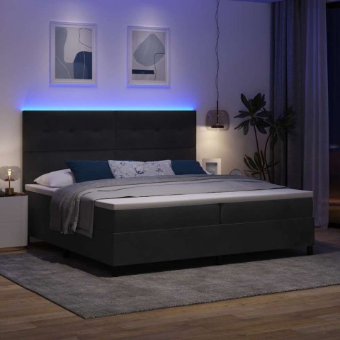 Łóżko z sprężyną LED z materacem Czarny 200 x 200 cm tkanina