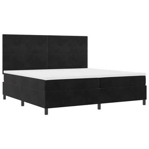 Łóżko z sprężyną LED z materacem Czarny 200 x 200 cm tkanina