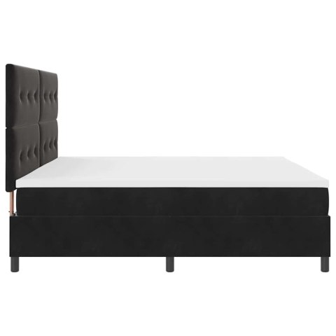 Łóżko z sprężyną LED z materacem Czarny 200 x 200 cm tkanina