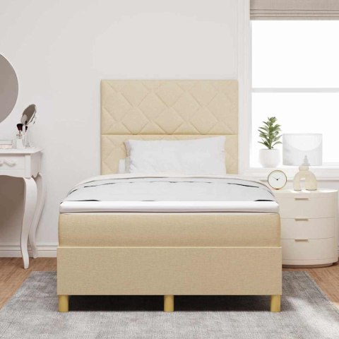 Łóżko z sprężyną LED z materacem Kremowy 120 x 190 cm tkanina