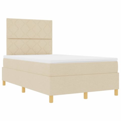 Łóżko z sprężyną LED z materacem Kremowy 120 x 190 cm tkanina