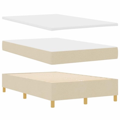 Łóżko z sprężyną LED z materacem Kremowy 120 x 190 cm tkanina