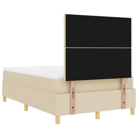 Łóżko z sprężyną LED z materacem Kremowy 120 x 190 cm tkanina